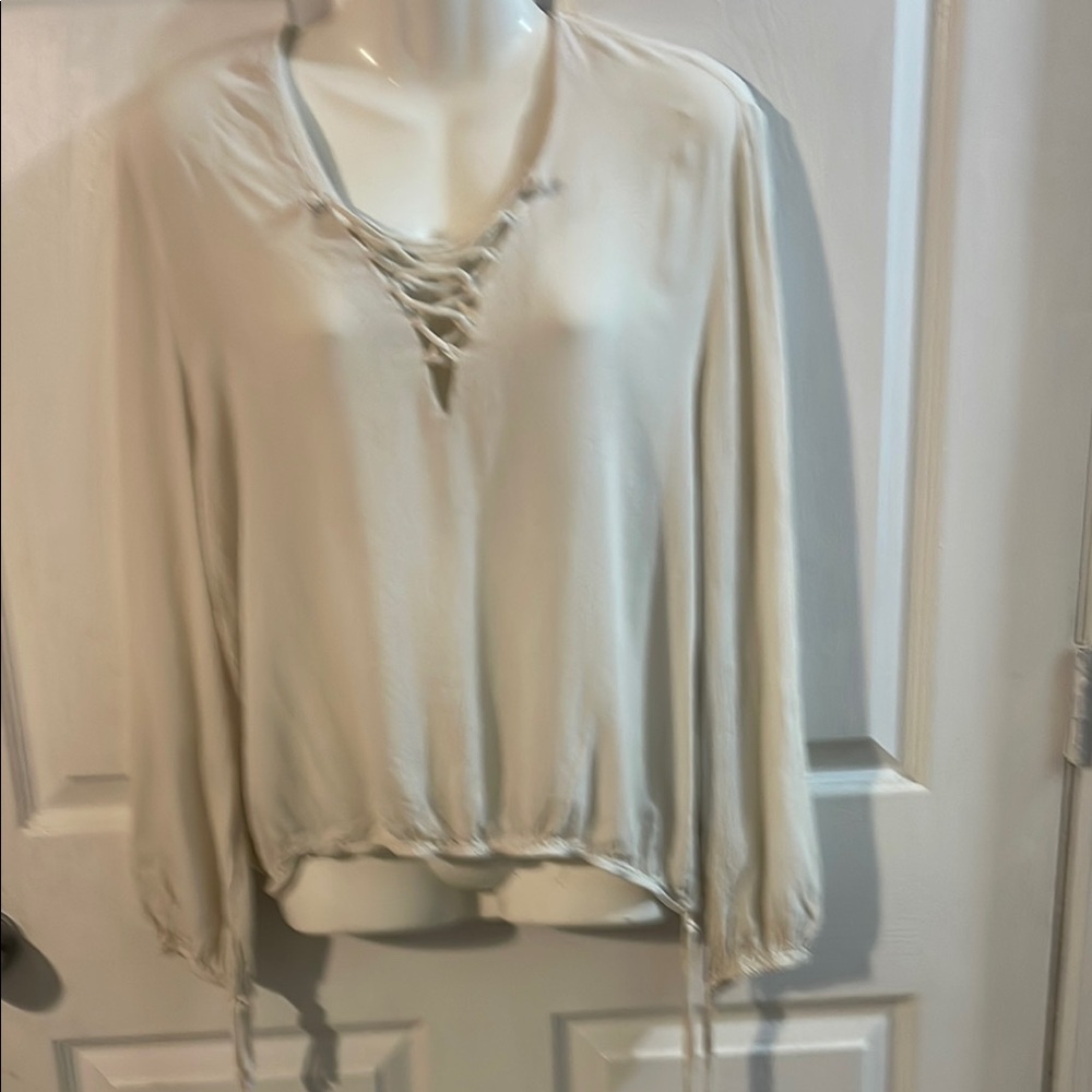 H&M Beige Lace-Up Blouse
